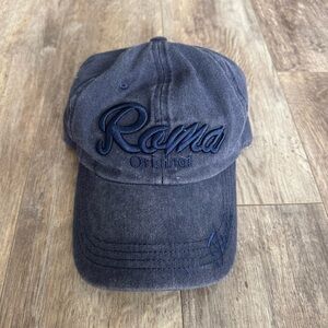 “Roma” Italy Designed in Italy Navy Blue Embroidered Baseball Cap